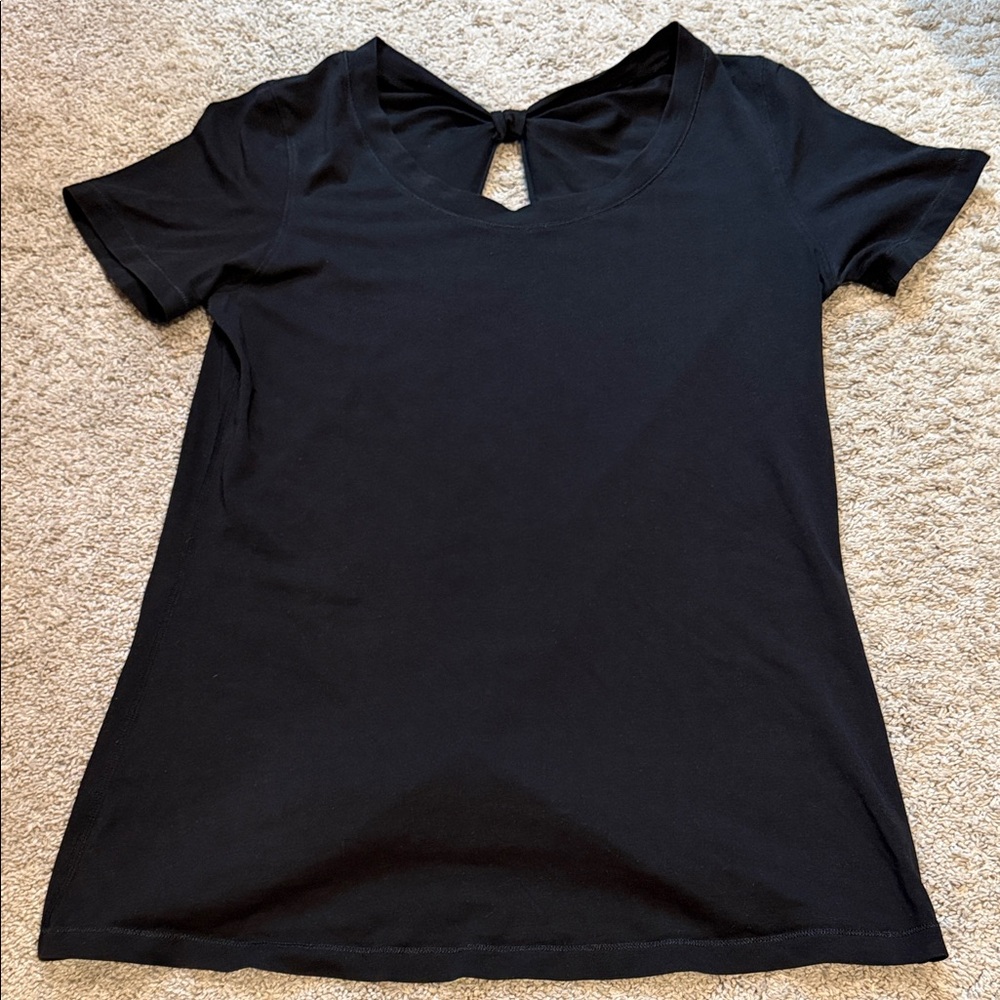 lululemon athletica Black Short Sleeve Knot-Back Tee